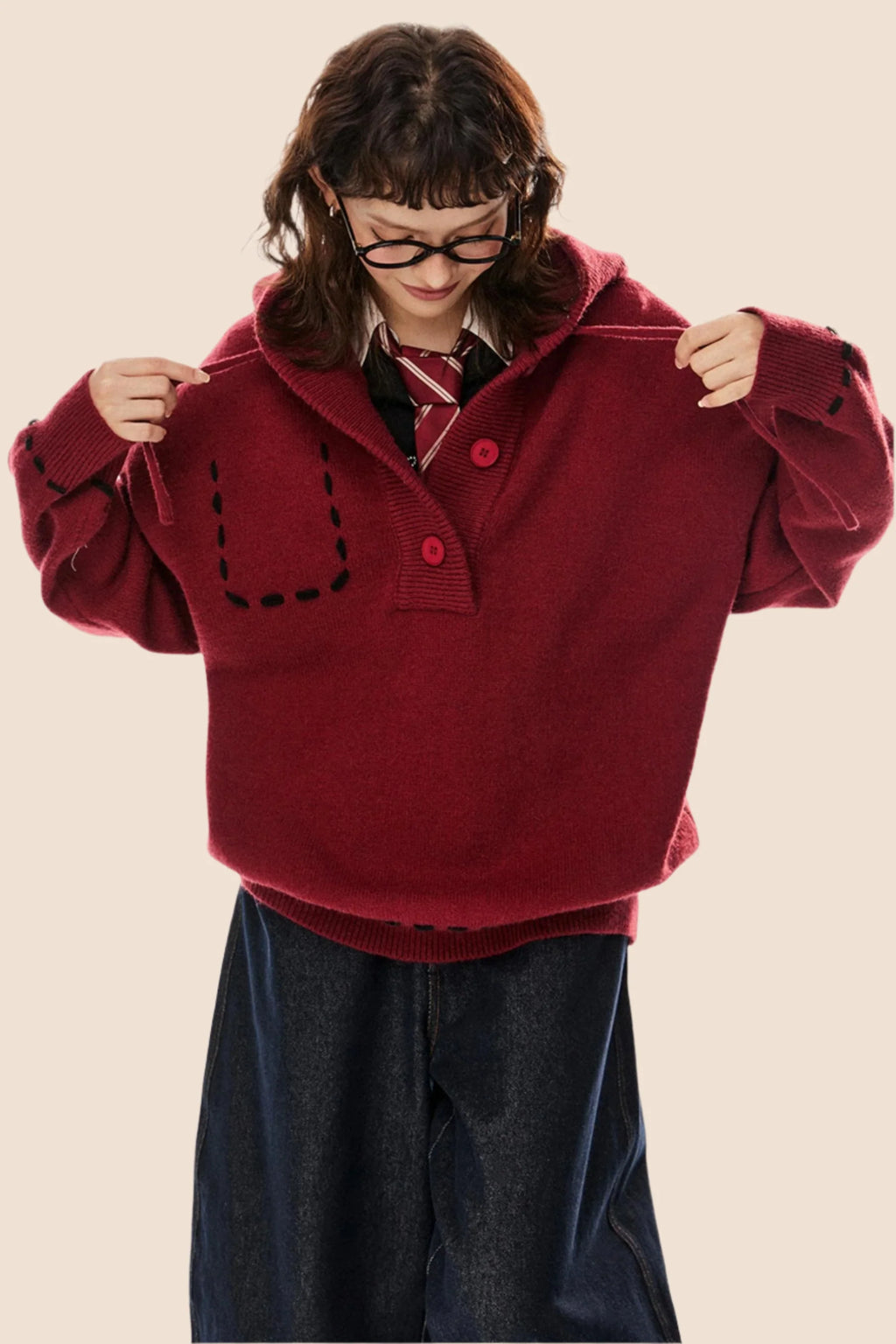 American Retro Drawstring Hooded Top