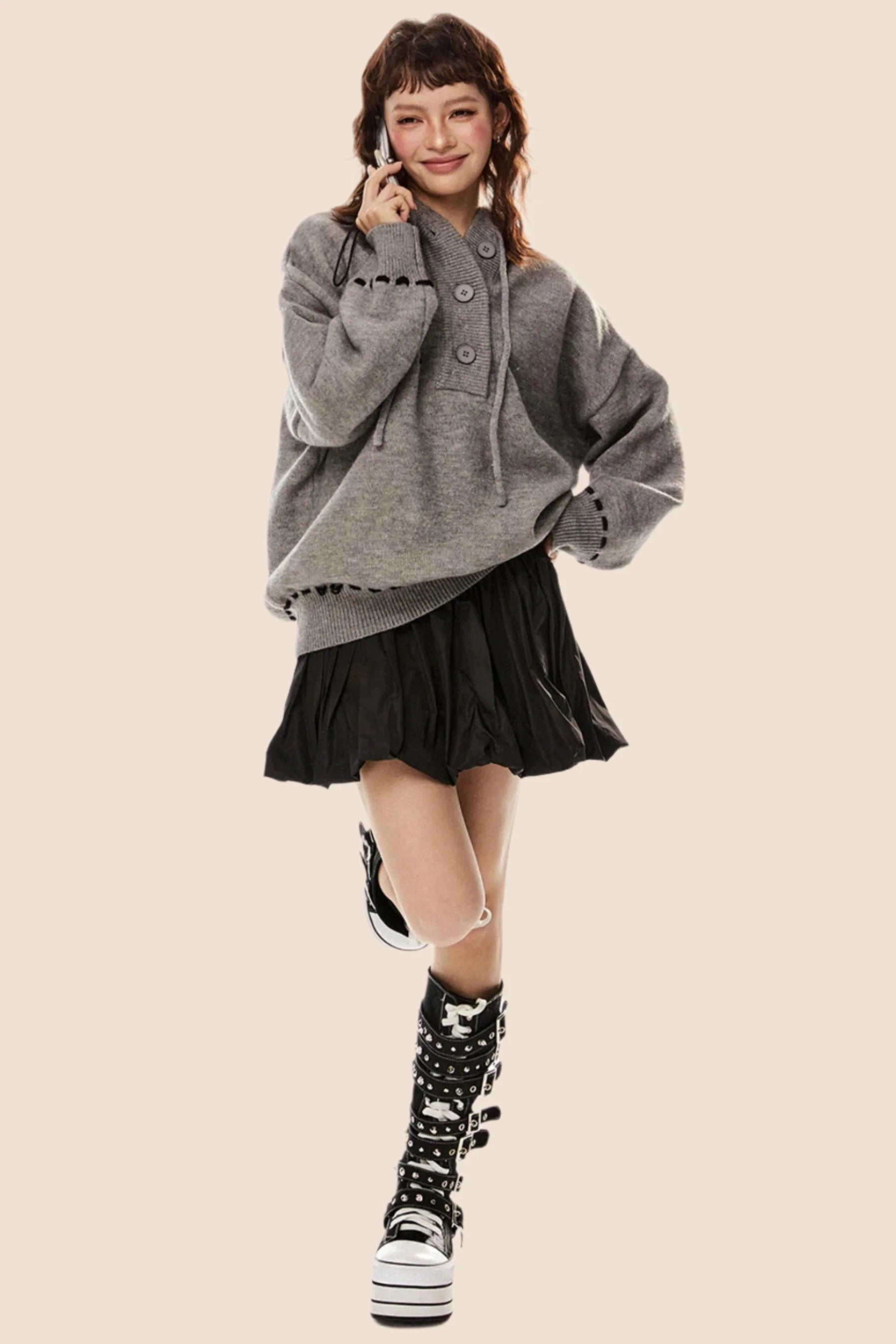 American Retro Drawstring Hooded Top