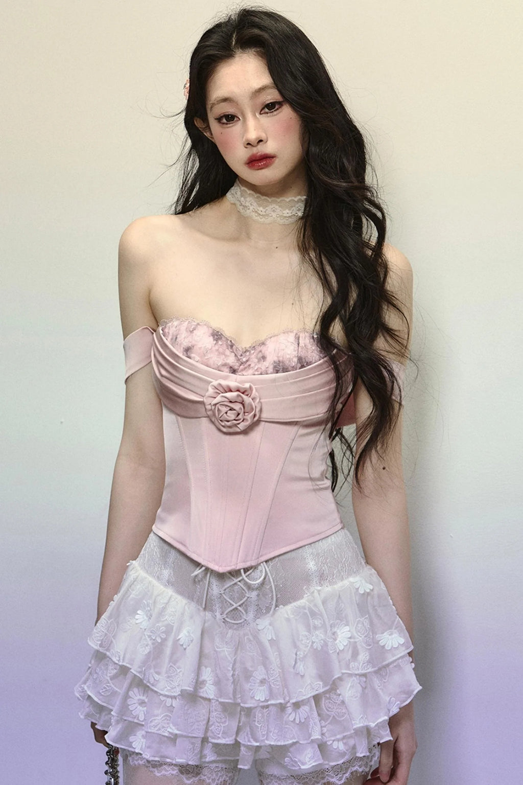 High-Waisted Jacquard Short Skirt