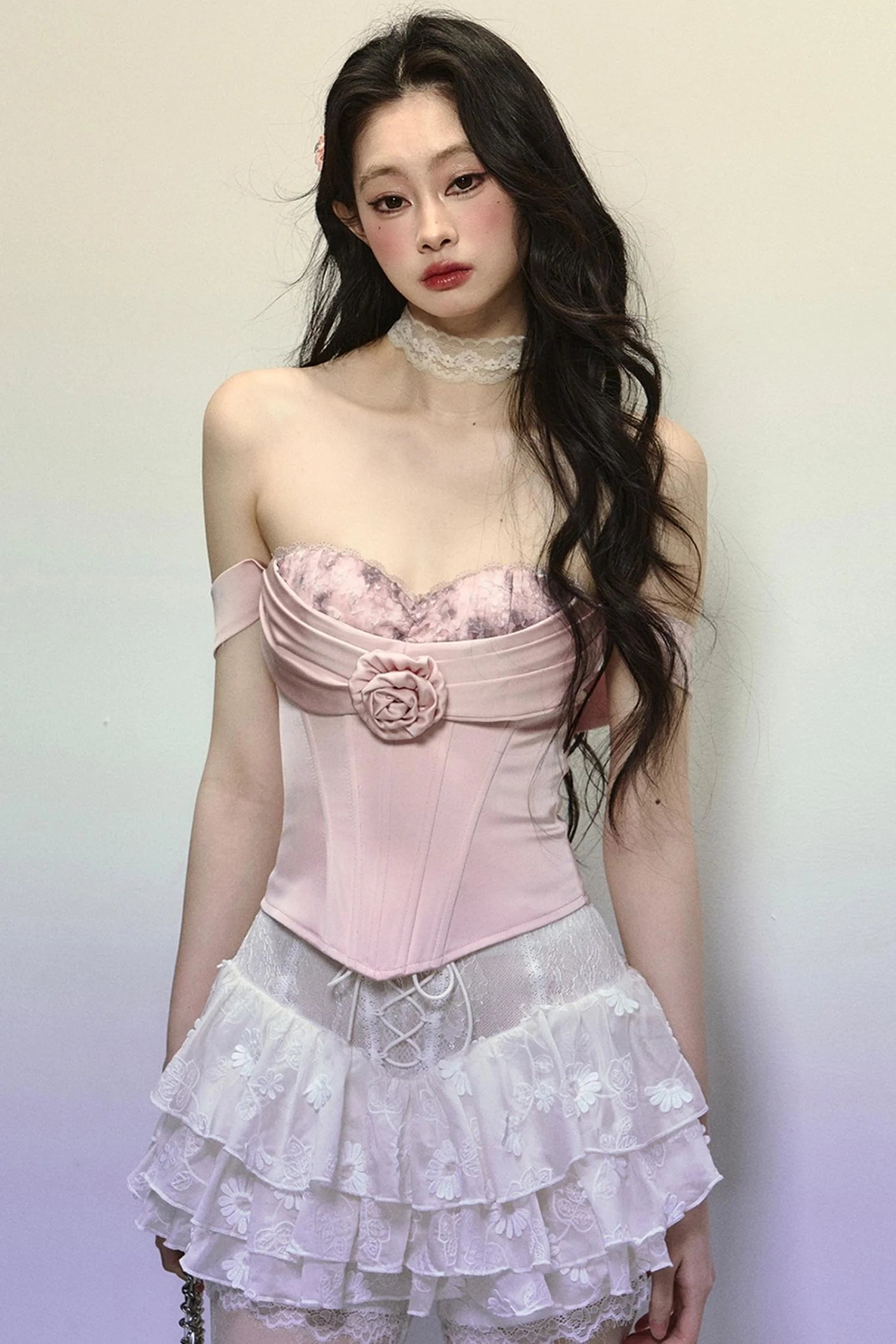 High-Waisted Jacquard Short Skirt
