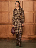 Ruched Button-Front Plaid Shirt Dress