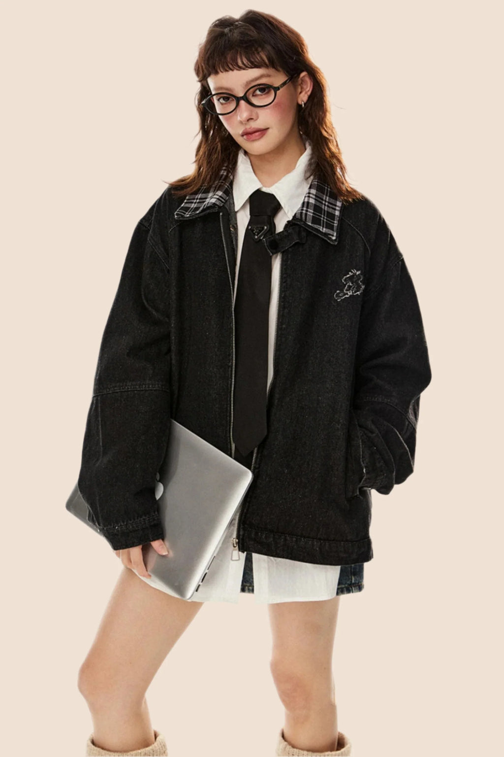 Retro Embroidered Loose Fit Denim Jacket