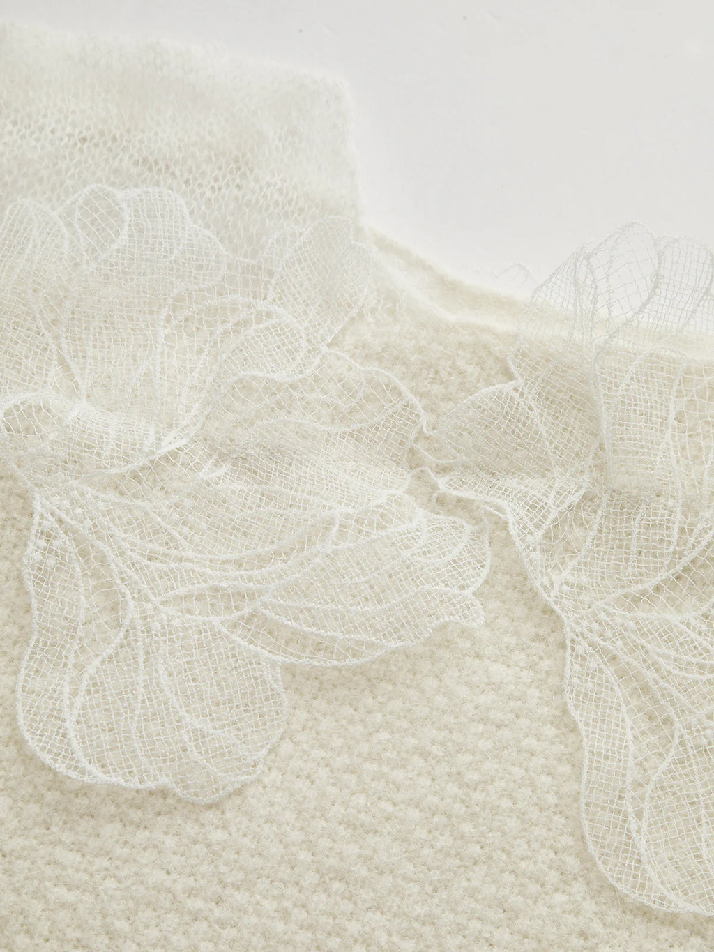Floral lace Sweater Semi Sheer Round Neck Sweater