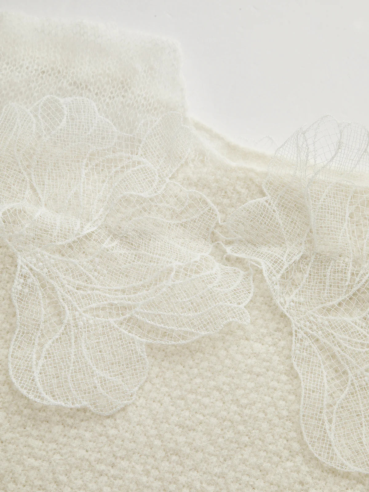 Floral lace Sweater Semi Sheer Round Neck Sweater