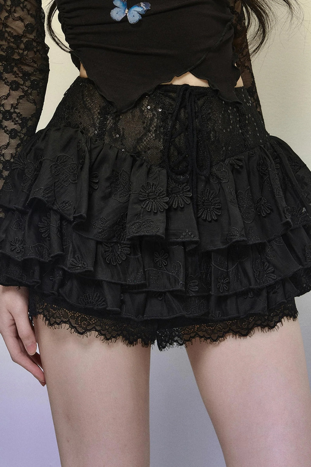 High-Waisted Jacquard Short Skirt