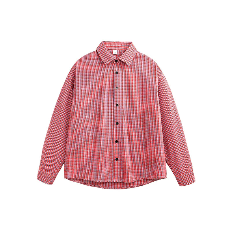 Vintage Plaid Lapel Shirt & Top Set-Up