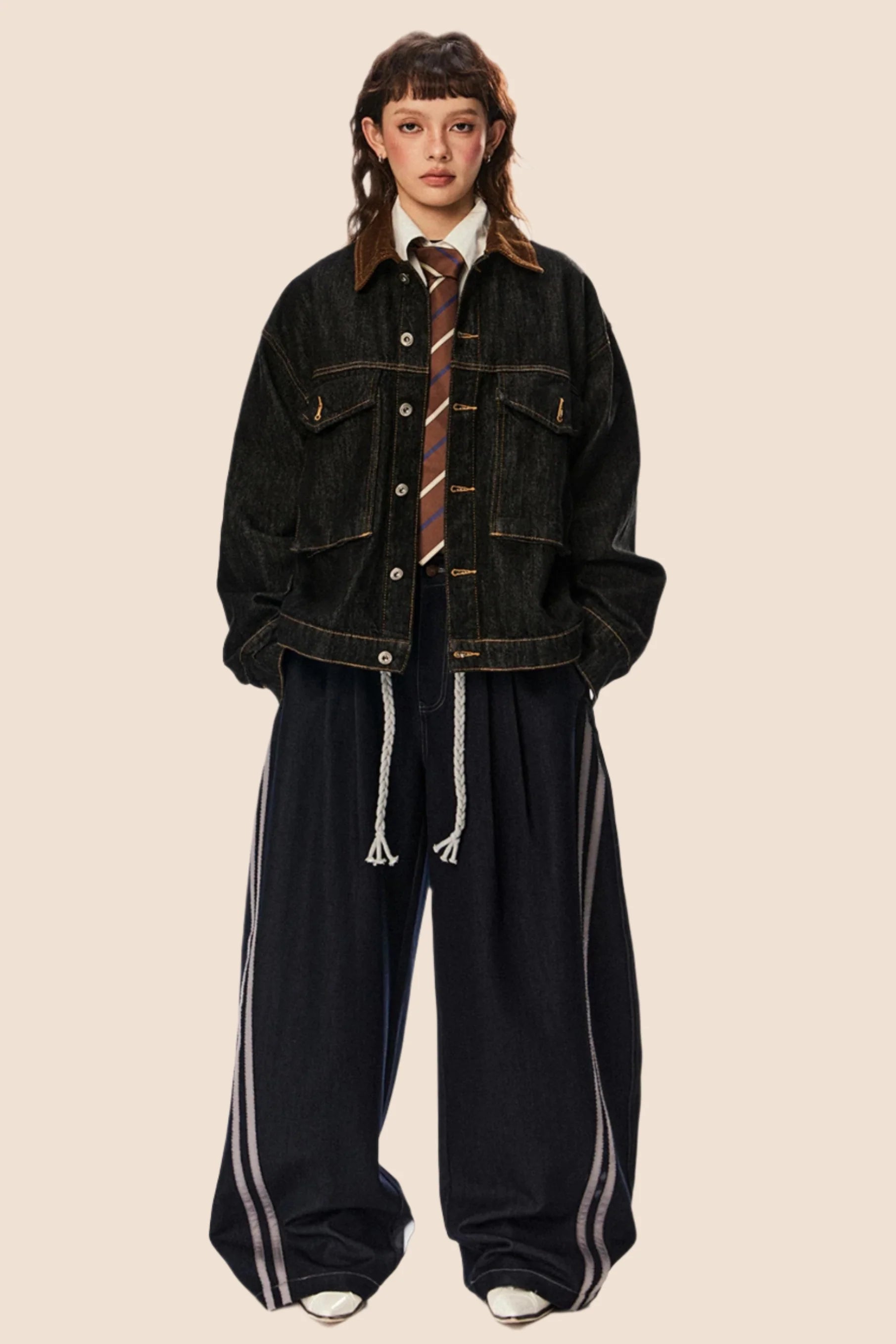 Retro Cropped Denim Cargo Jacket
