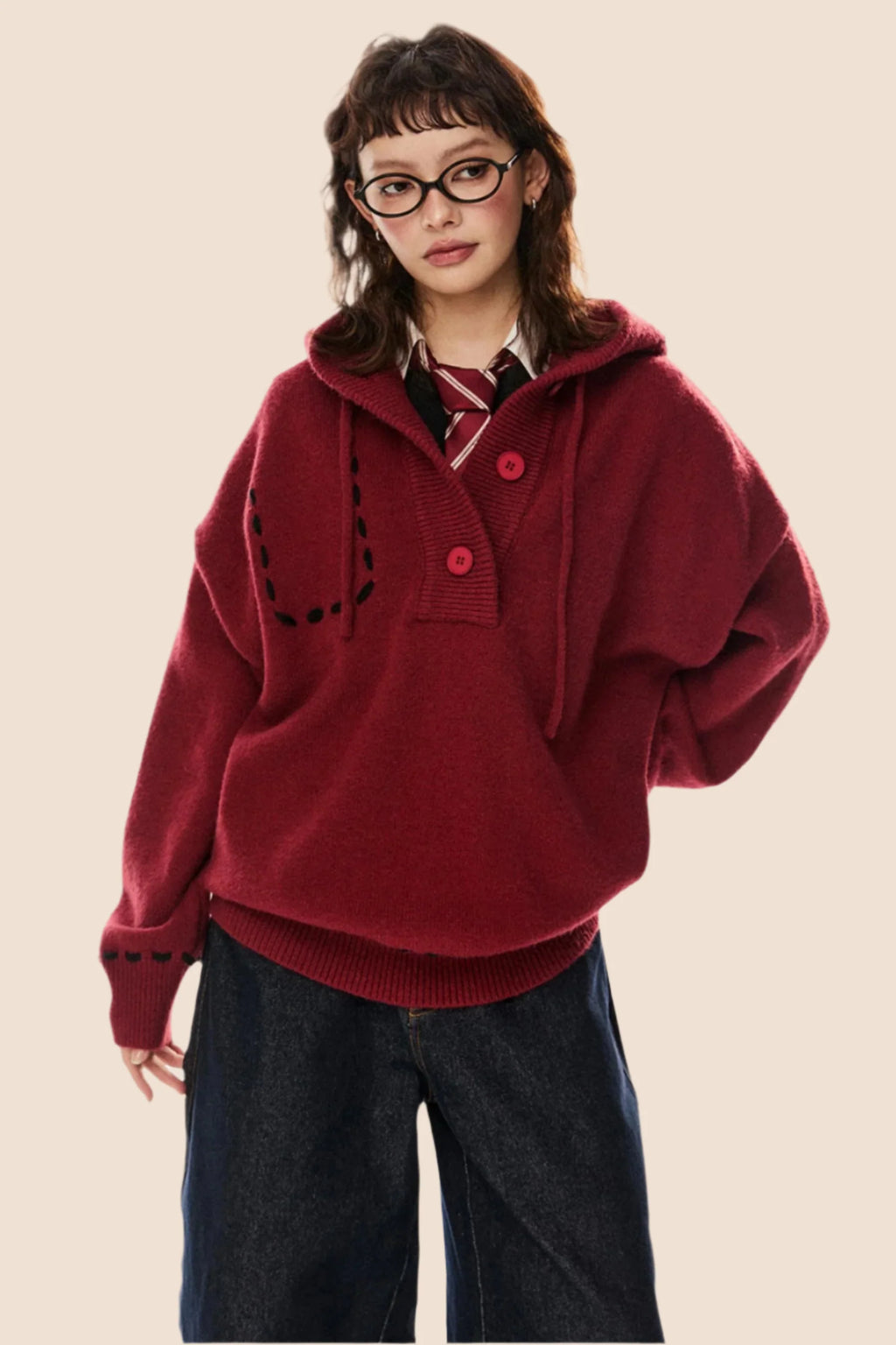 American Retro Drawstring Hooded Top