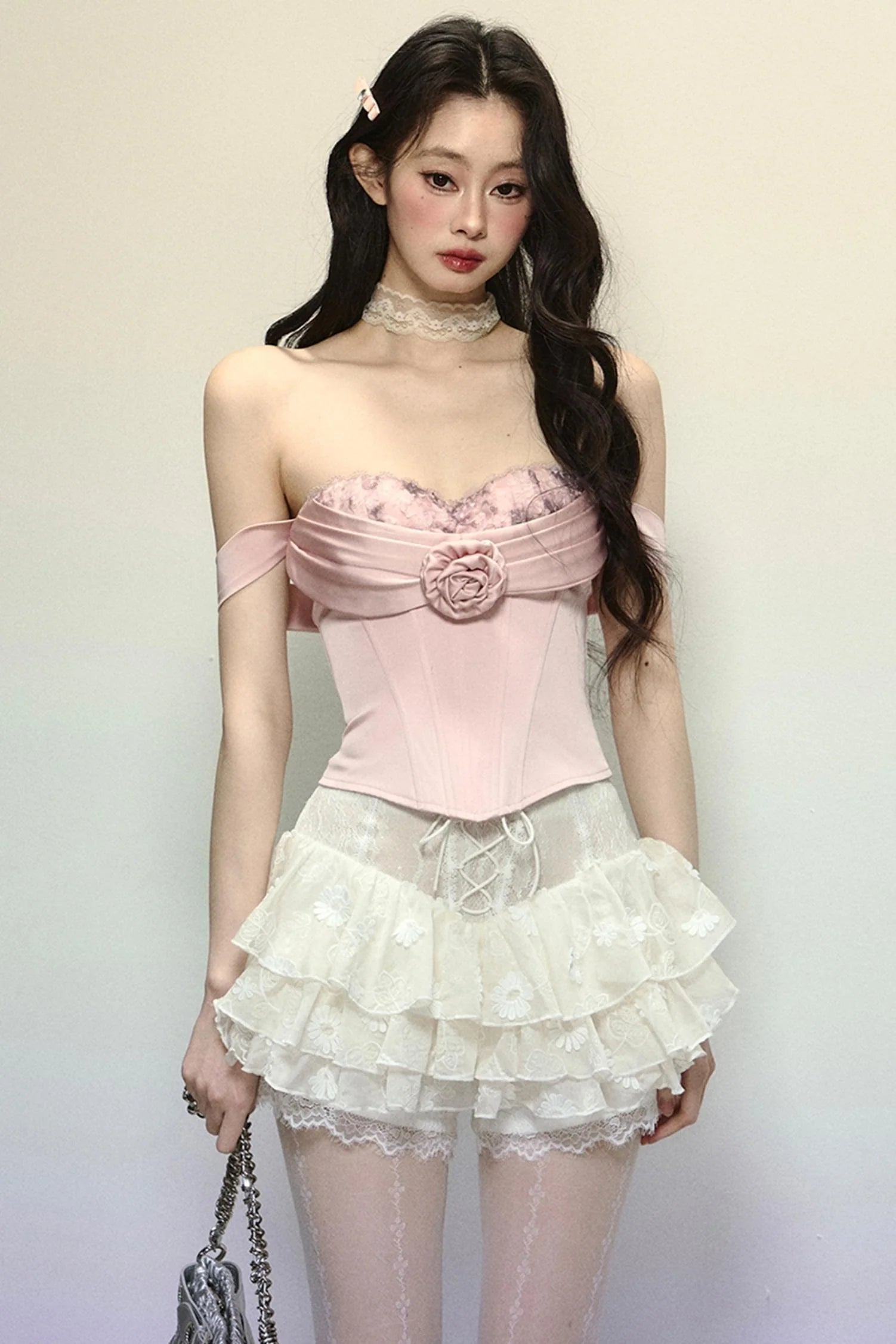 High-Waisted Jacquard Short Skirt