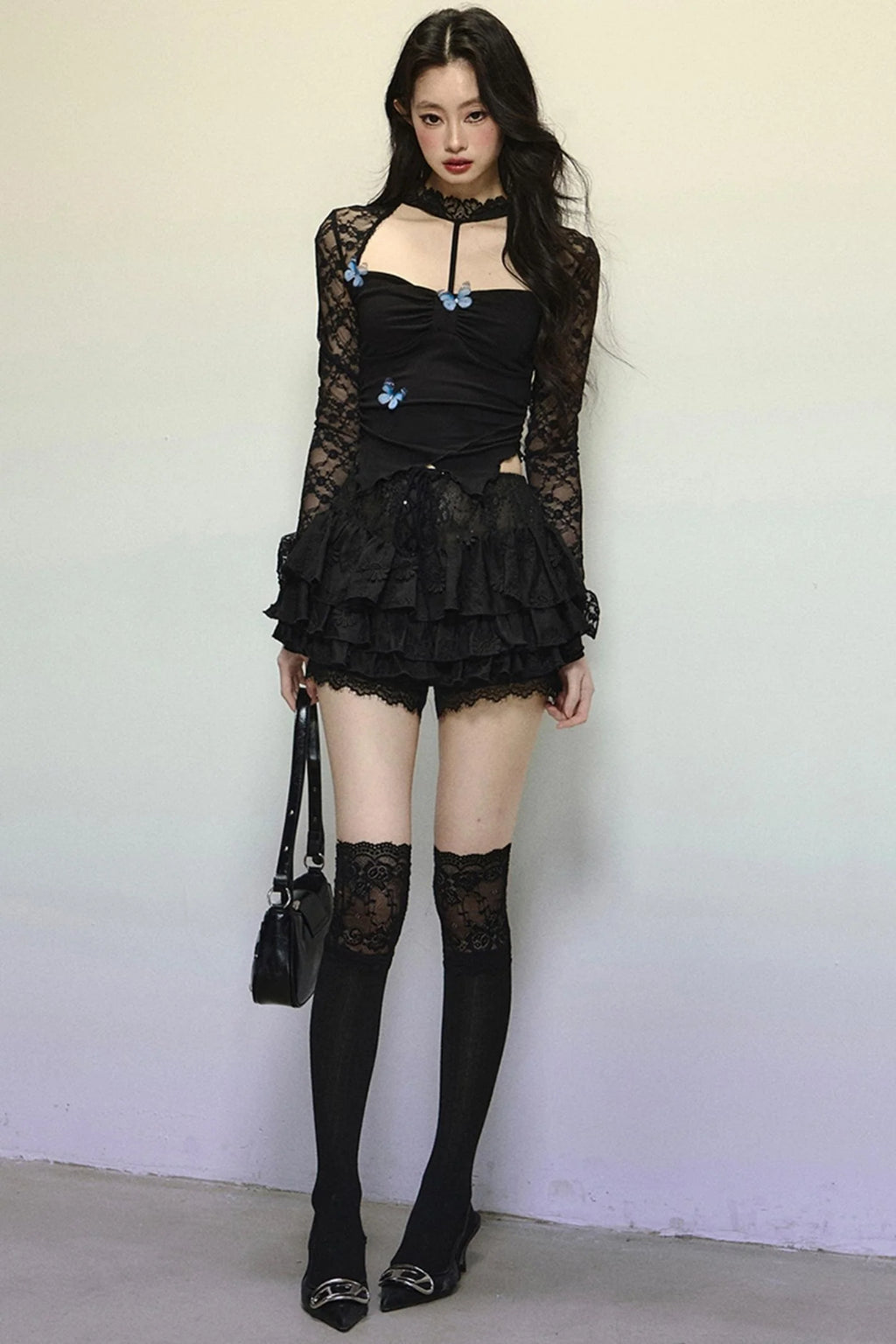 High-Waisted Jacquard Short Skirt