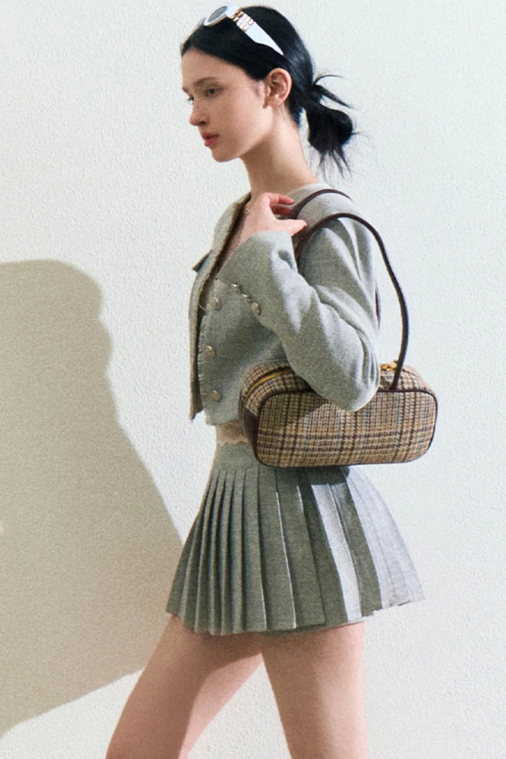 Linen Coat And Pleated Skirt Set-Up