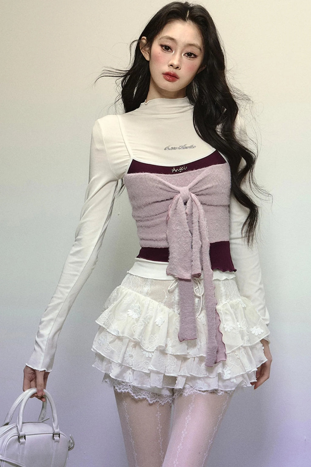 High-Waisted Jacquard Short Skirt