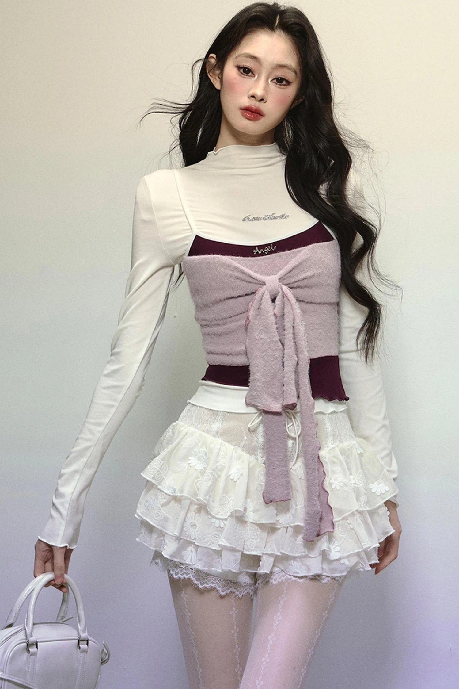 High-Waisted Jacquard Short Skirt