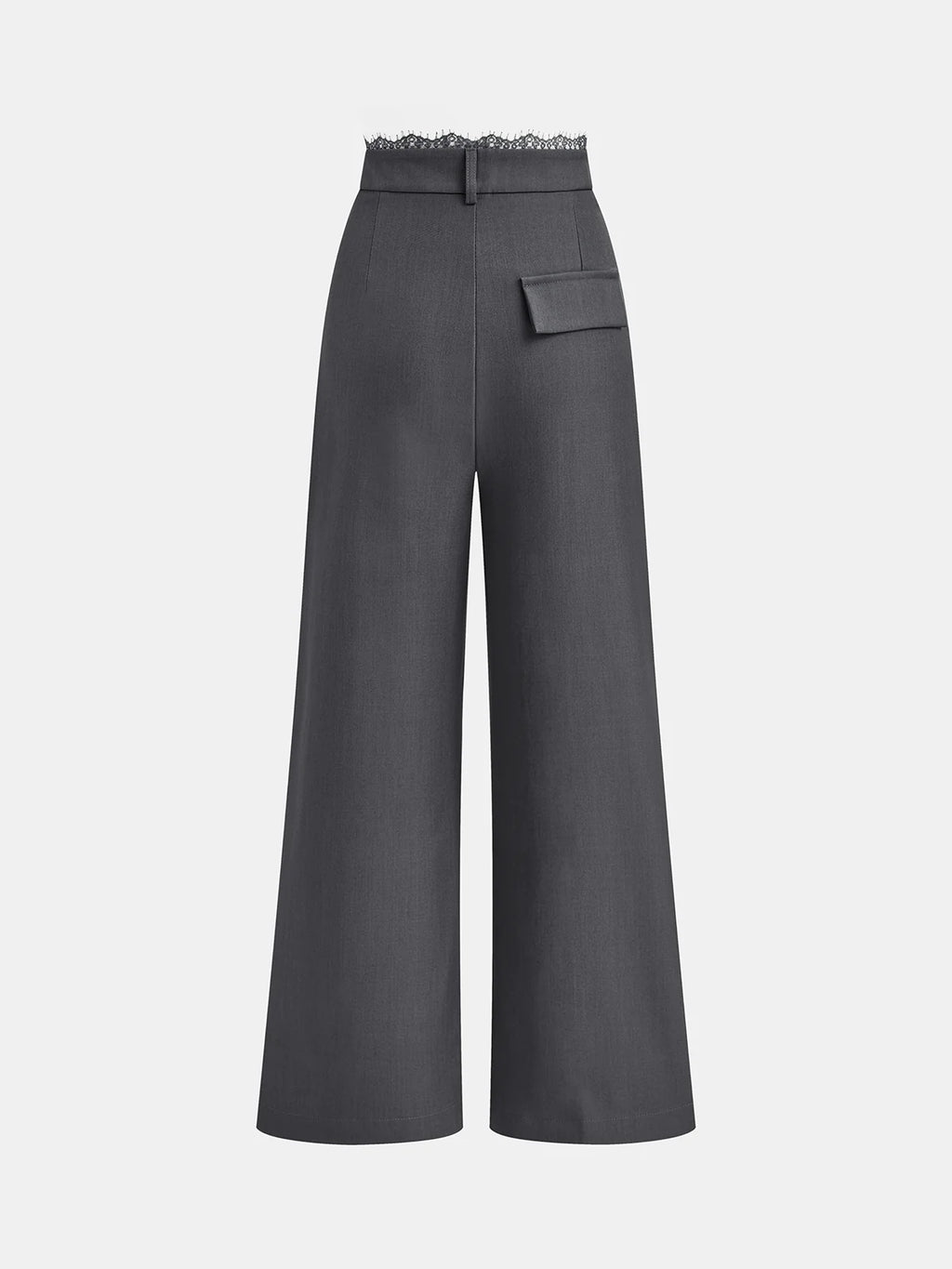 High-Waist Lace Trim Wide-Leg Pants