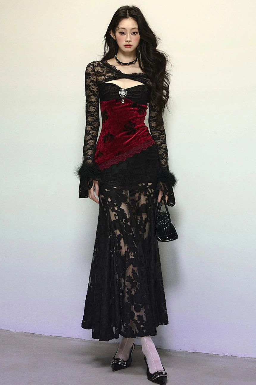 Off-Shoulder Lace Mermaid Dress