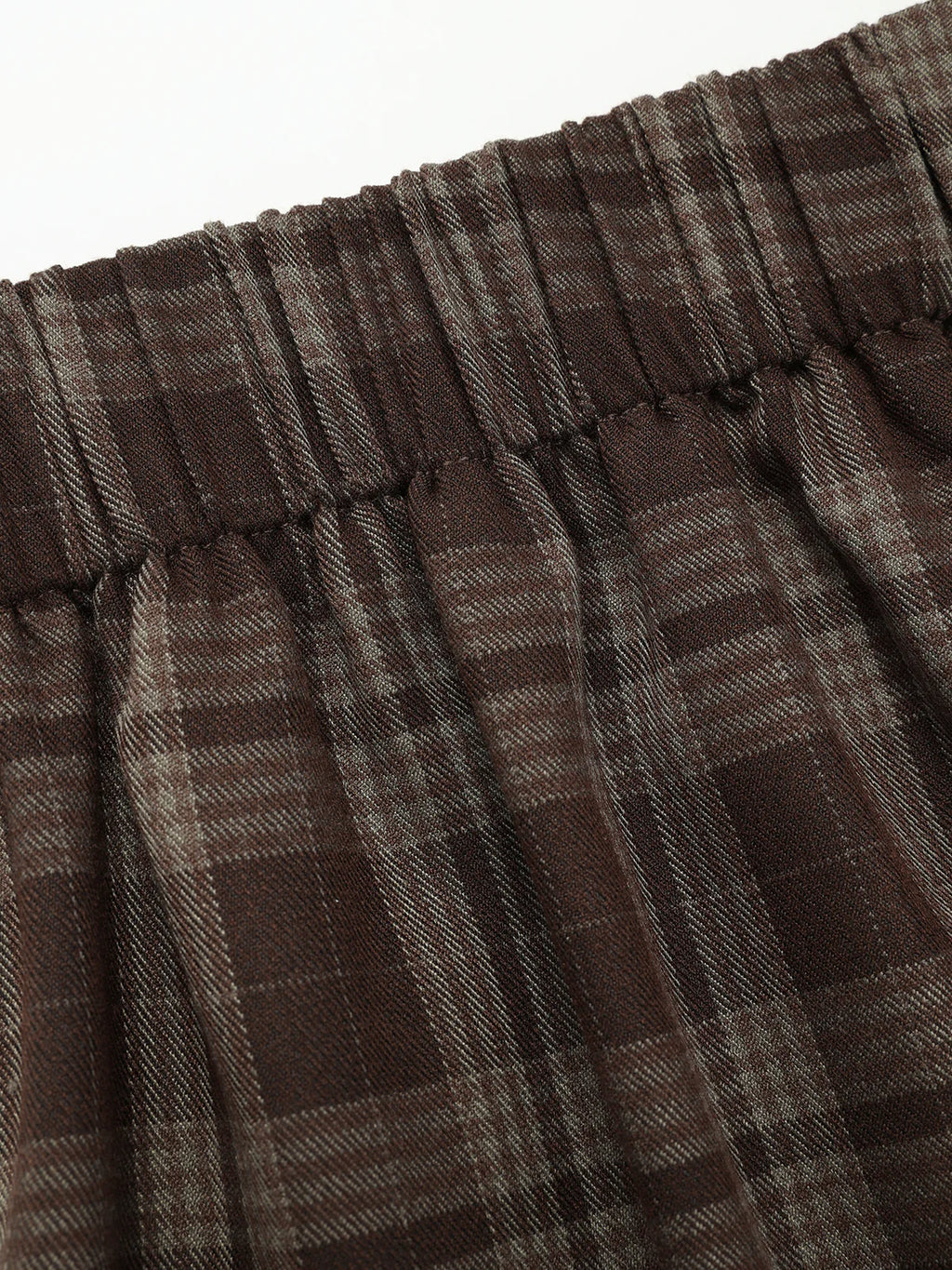 Plaid Wide-Leg Pants with Back Elastic Waist
