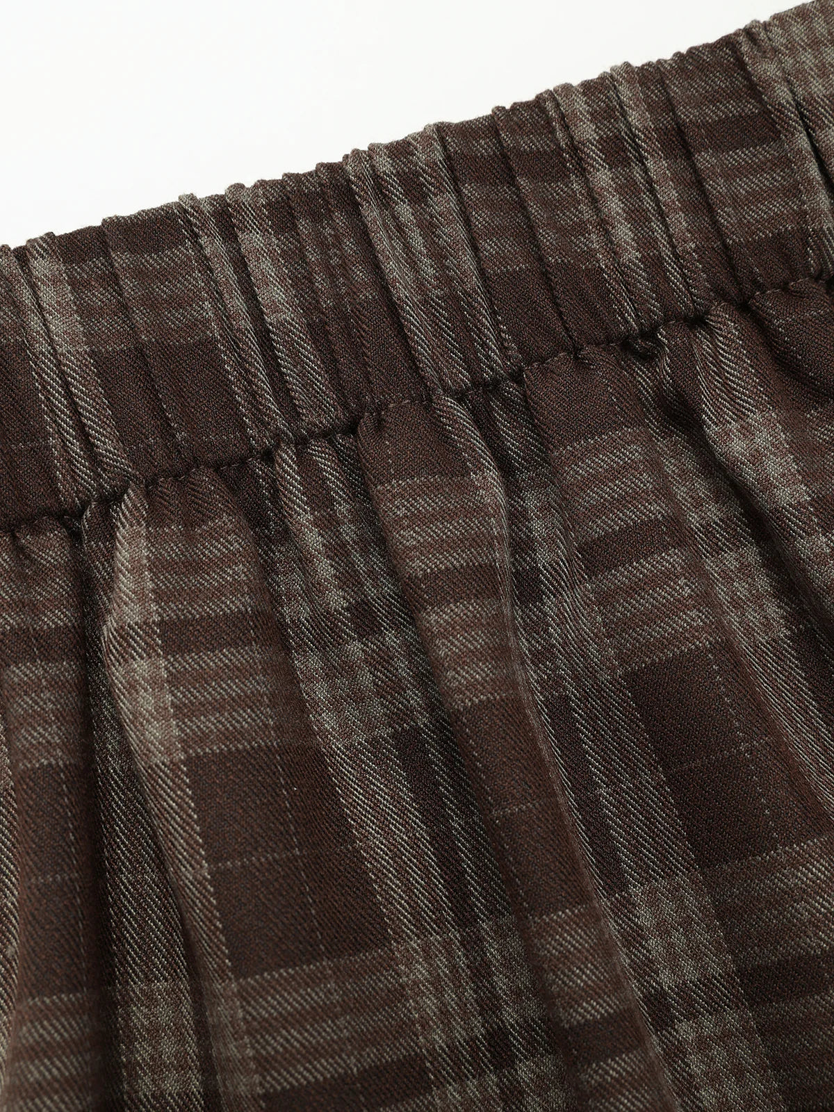 Plaid Wide-Leg Pants with Back Elastic Waist