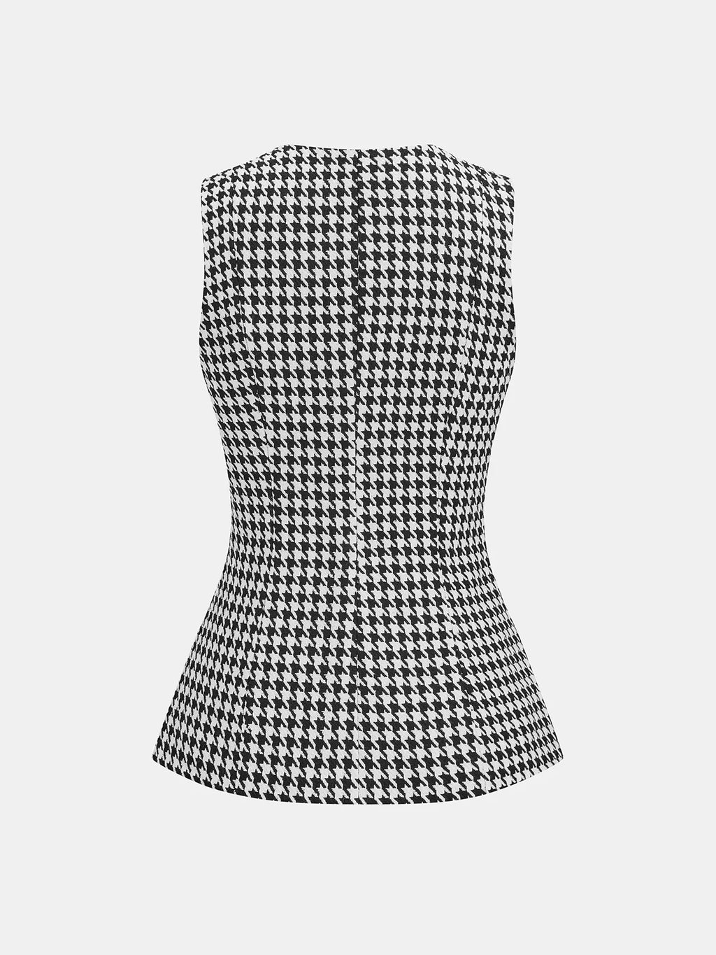 Houndstooth Buttoned Vest and Mini Skirt Set