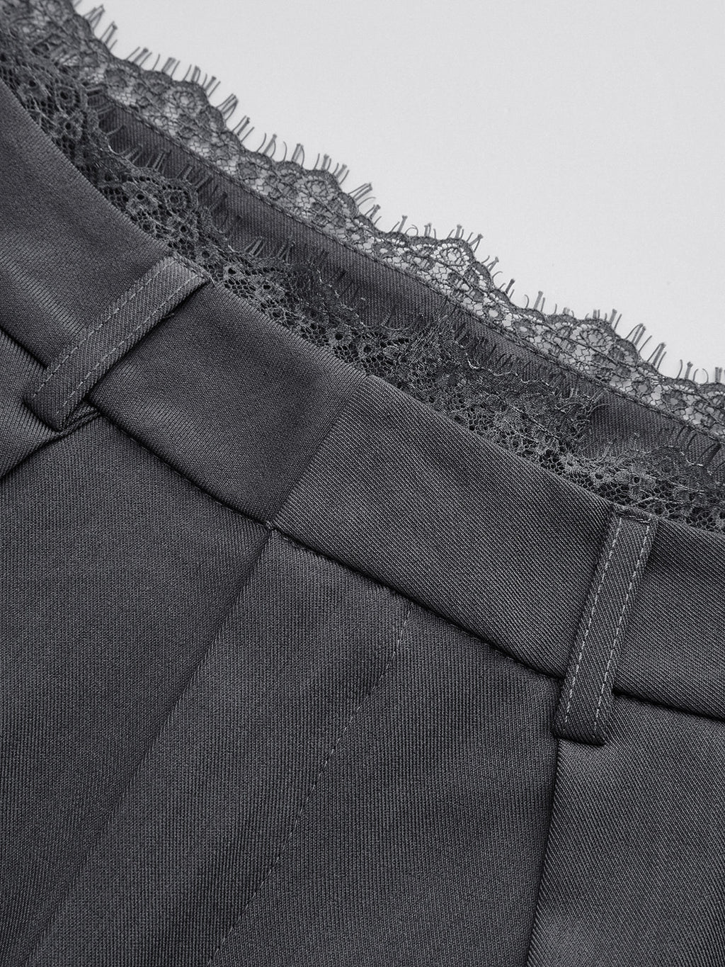High-Waist Lace Trim Wide-Leg Pants