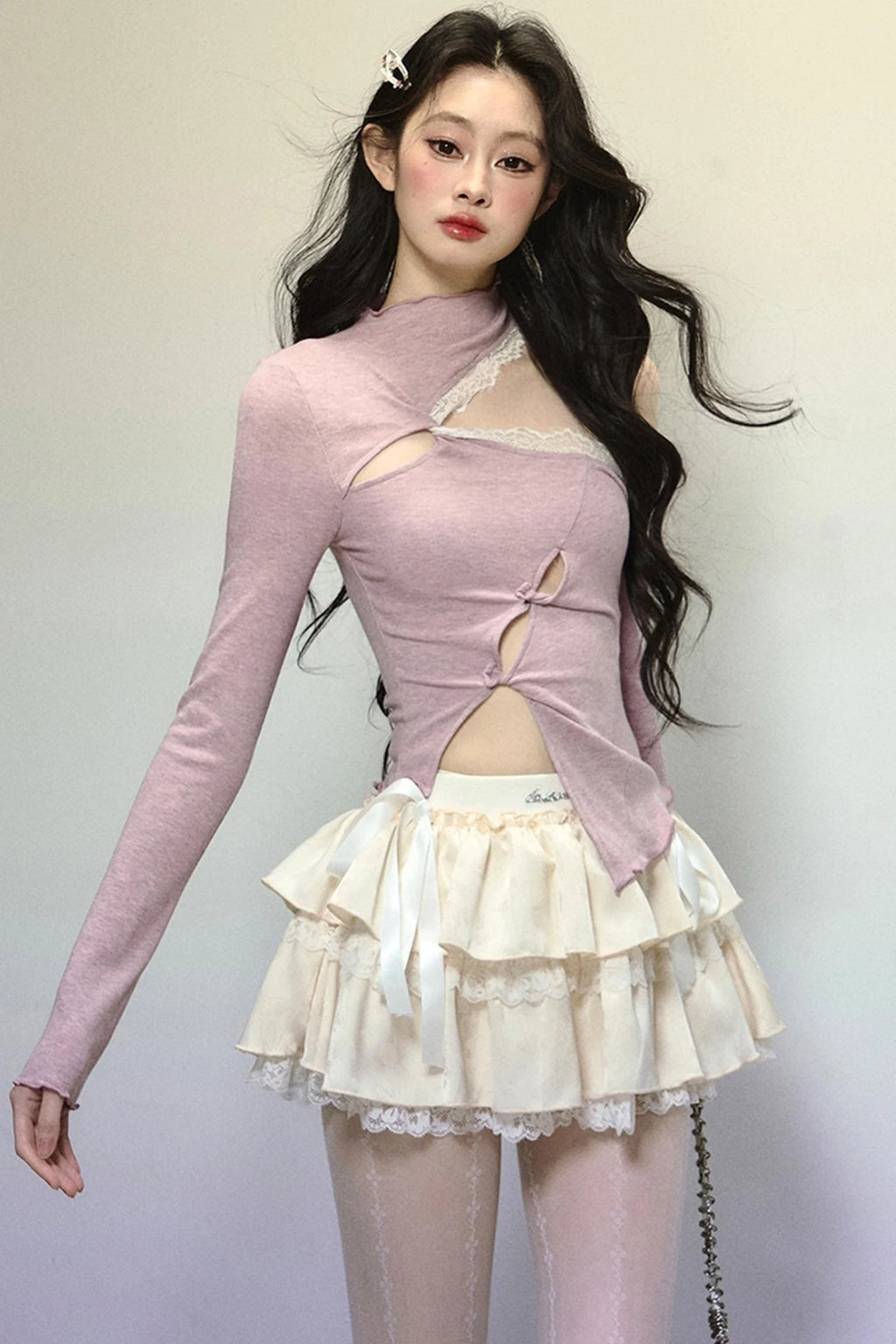 Elegant Half-High Neck Lace Top