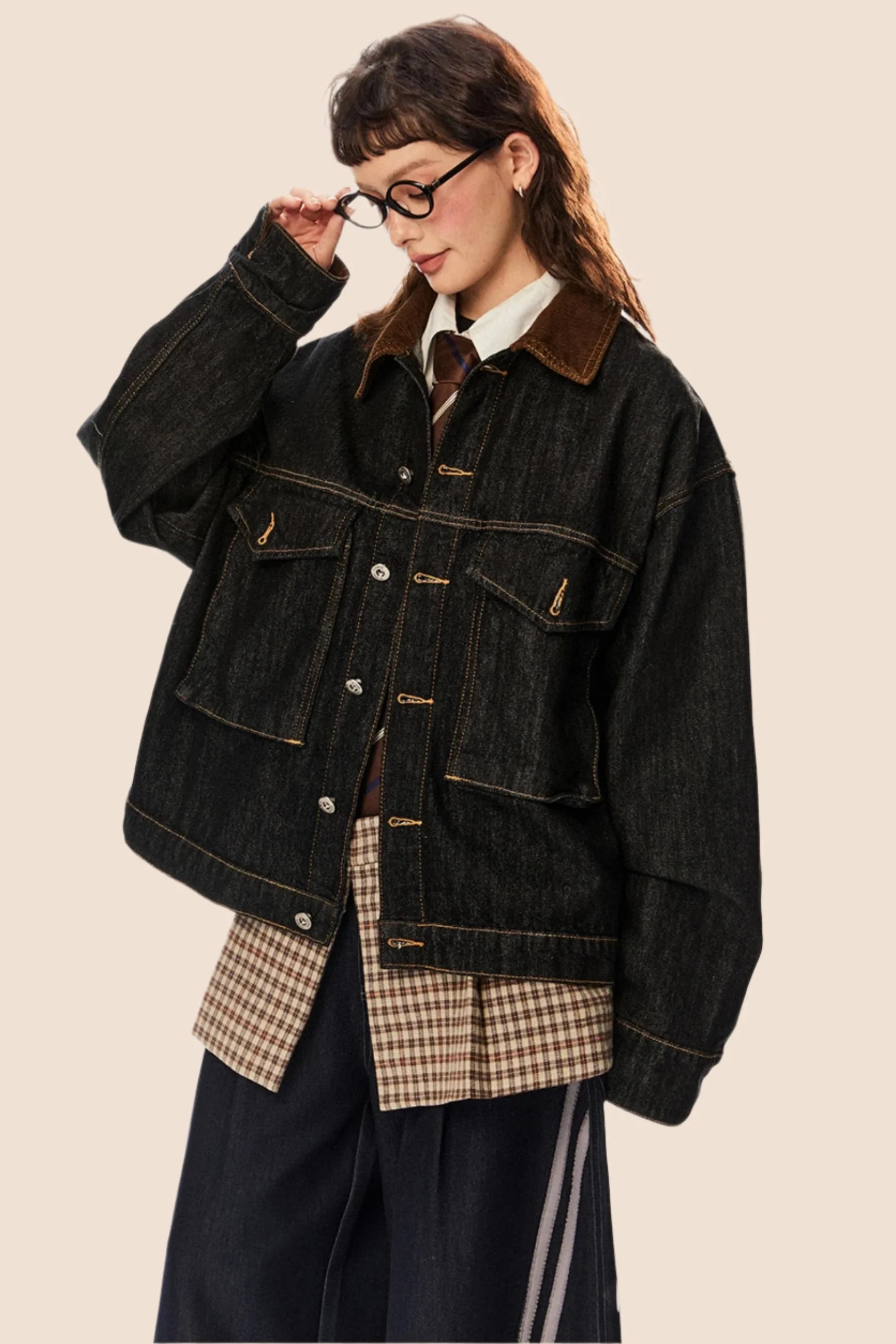 Retro Cropped Denim Cargo Jacket